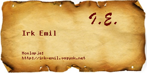 Irk Emil névjegykártya